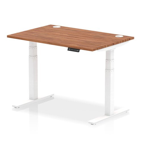 Dynamic Air 1200 x 800mm Height Adjustable Desk Walnut Top Cable Ports White Leg HA01105 DD