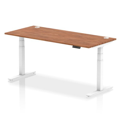 Dynamic Air 1800 x 800mm Height Adjustable Desk Walnut Top Cable Ports White Leg HA01108 DD