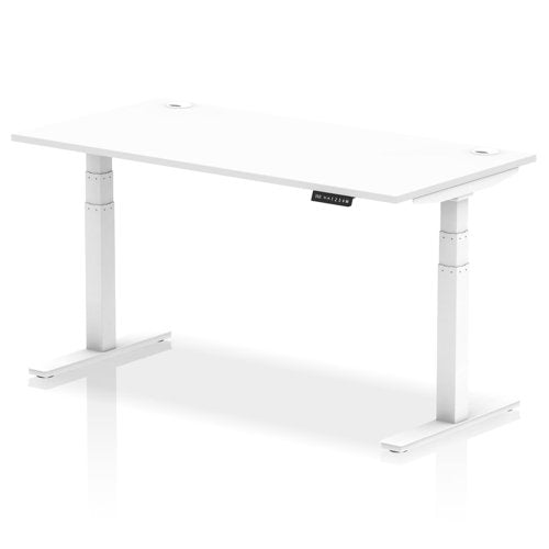 Dynamic Air 1600 x 800mm Height Adjustable Desk White Top Cable Ports White Leg HA01111 DD