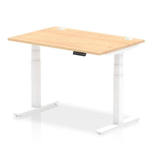 Dynamic Air 1200 x 800mm Height Adjustable Desk Maple Top Cable Ports White Leg HA01113 DD