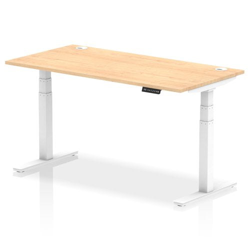 Dynamic Air 1600 x 800mm Height Adjustable Desk Maple Top Cable Ports White Leg HA01115 DD