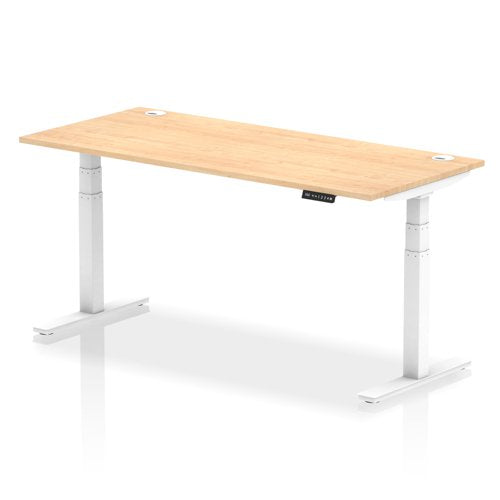 Dynamic Air 1800 x 800mm Height Adjustable Desk Maple Top Cable Ports White Leg HA01116 DD