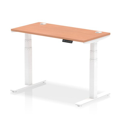 Dynamic Air 1200 x 600mm Height Adjustable Desk Beech Top Cable Ports White Leg HA01141 DD