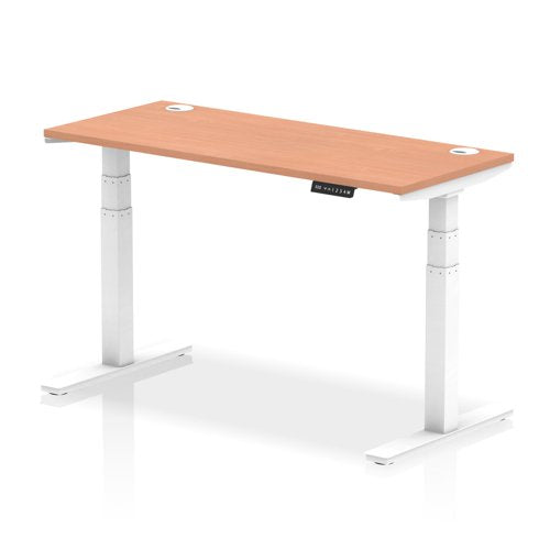 Dynamic Air 1400 x 600mm Height Adjustable Desk Beech Top Cable Ports White Leg HA01142 DD
