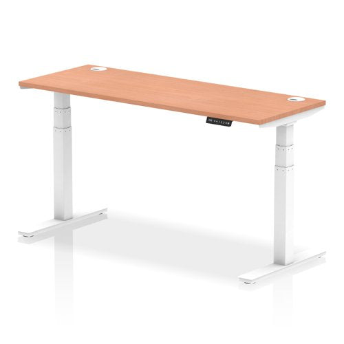 Dynamic Air 1600 x 600mm Height Adjustable Desk Beech Top Cable Ports White Leg HA01143 DD