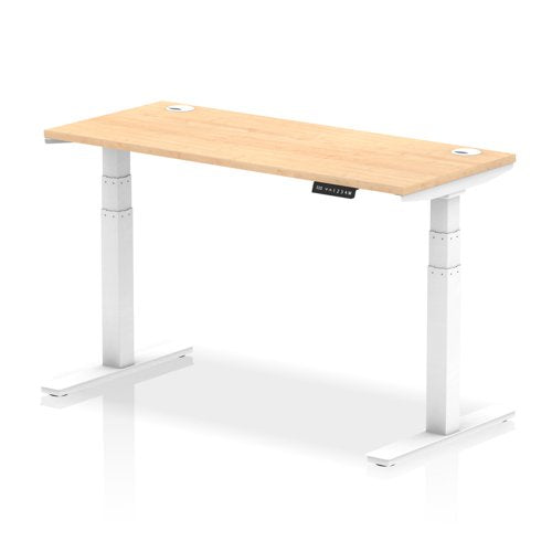 Dynamic Air 1400 x 600mm Height Adjustable Desk Maple Top Cable Ports White Leg HA01154 DD