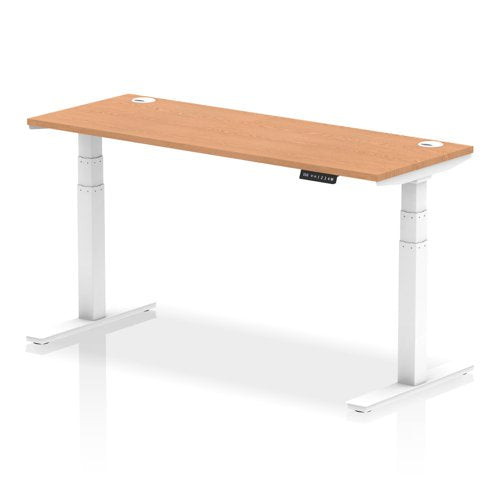 Dynamic Air 1600 x 600mm Height Adjustable Desk Oak Top Cable Ports White Leg HA01159 DD