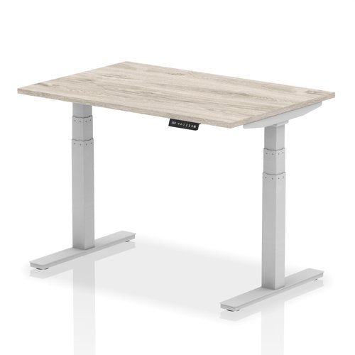Dynamic Air 1200 x 800mm Height Adjustable Desk Grey Oak Top Silver Leg HA01161 DD