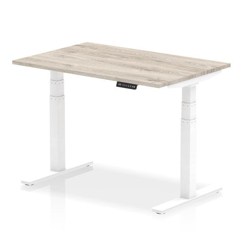 Dynamic Air 1200 x 800mm Height Adjustable Desk Grey Oak Top White Leg HA01162 DD