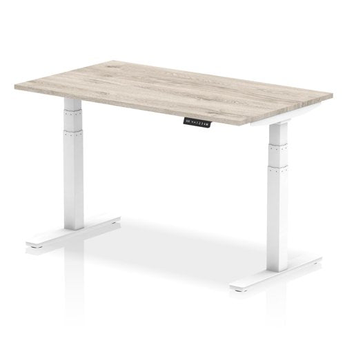 Dynamic Air 1400 x 800mm Height Adjustable Desk Grey Oak Top White Leg HA01164 DD