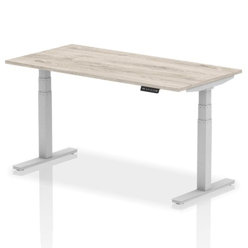 Dynamic Air 1600 x 800mm Height Adjustable Desk Grey Oak Top Silver Leg HA01165 DD