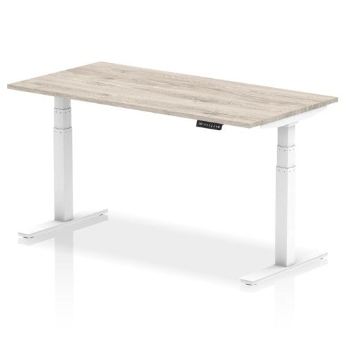 Dynamic Air 1600 x 800mm Height Adjustable Desk Grey Oak Top White Leg HA01166 DD