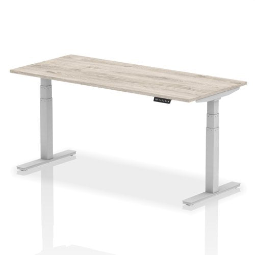 Dynamic Air 1800 x 800mm Height Adjustable Desk Grey Oak Top Silver Leg HA01167 DD