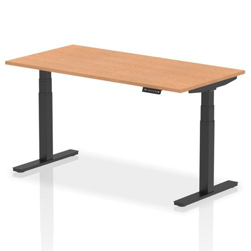 Dynamic Air 1600 x 800mm Height Adjustable Desk Oak Top Black Leg HA01203 DD