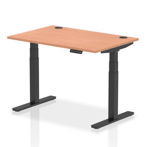 Dynamic Air 1200 x 800mm Height Adjustable Desk Beech Top Cable Ports Black Leg HA01205 DD