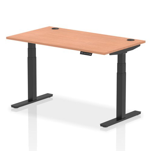 Dynamic Air 1400 x 800mm Height Adjustable Desk Beech Top Cable Ports Black Leg HA01206 DD