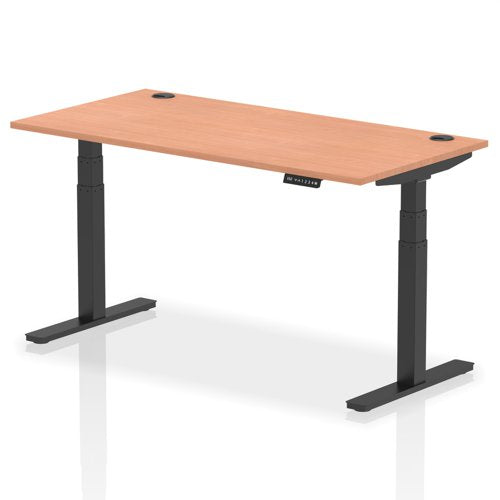 Dynamic Air 1600 x 800mm Height Adjustable Desk Beech Top Cable Ports Black Leg HA01207 DD