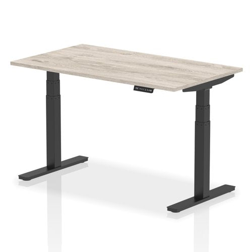Dynamic Air 1400 x 800mm Height Adjustable Desk Grey Oak Top Black Leg HA01246 DD