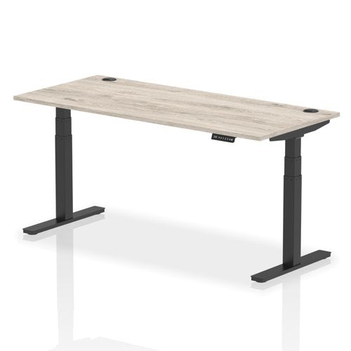 Dynamic Air 1800 x 800mm Height Adjustable Desk Grey Oak Top Cable Ports Black Leg HA01252 DD