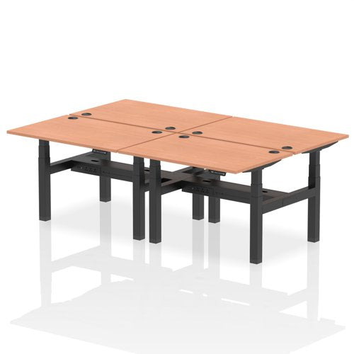 Dynamic Air Back-to-Back W1200 x D800mm Height Adjustable Sit Stand 4 Person Bench Desk With Cable Ports Beech Finish Black Frame - HA01710 DD