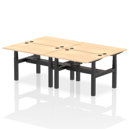 Dynamic Air Back-to-Back W1200 x D800mm Height Adjustable Sit Stand 4 Person Bench Desk With Cable Ports Maple Finish Black Frame - HA01734 DD