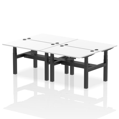 Dynamic Air Back-to-Back W1200 x D800mm Height Adjustable Sit Stand 4 Person Bench Desk With Cable Ports White Finish Black Frame - HA01770 DD