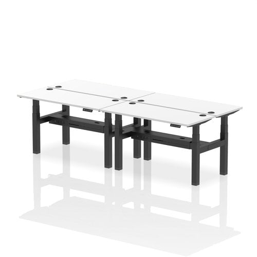 Dynamic Air Back-to-Back W1400 x D600mm Height Adjustable Sit Stand 4 Person Bench Desk With Cable Ports White Finish Black Frame - HA01920 DD