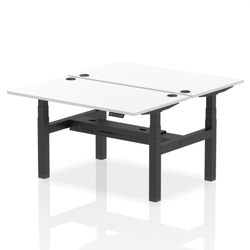 Dynamic Air Back-to-Back W1400 x D800mm Height Adjustable Sit Stand 2 Person Bench Desk With Cable Ports White Finish Black Frame - HA02022 DD