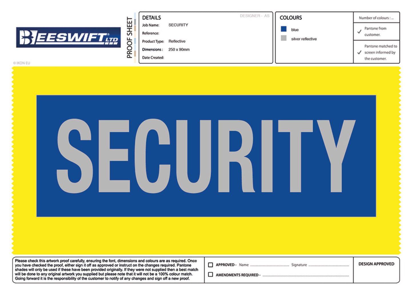 Beeswift Heat Seal Security Badge Large