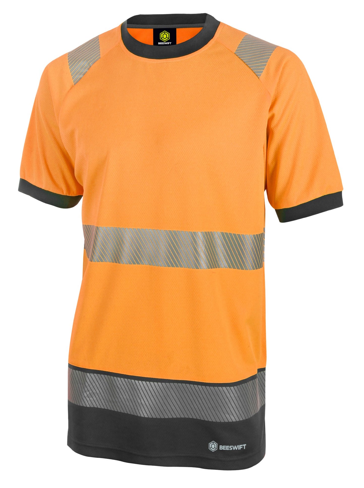 Beeswift High Visibility  Two Tone Short Sleeve T Shirt Orange / Black 2XL