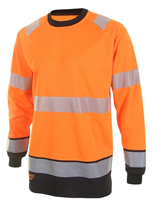 Beeswift High Visibility  Two Tone Long Sleeve T Shirt Orange / Black 2XL