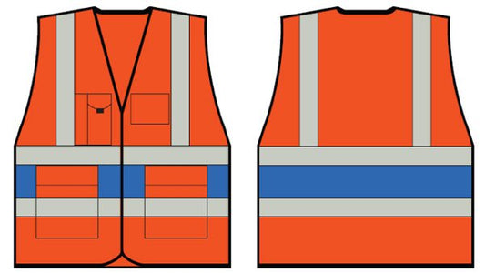 Beeswift Orange Executive Vest With Royal Blue Band Lge