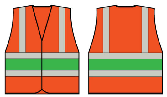 Beeswift High Visibility Orange Vest With Green Band Med