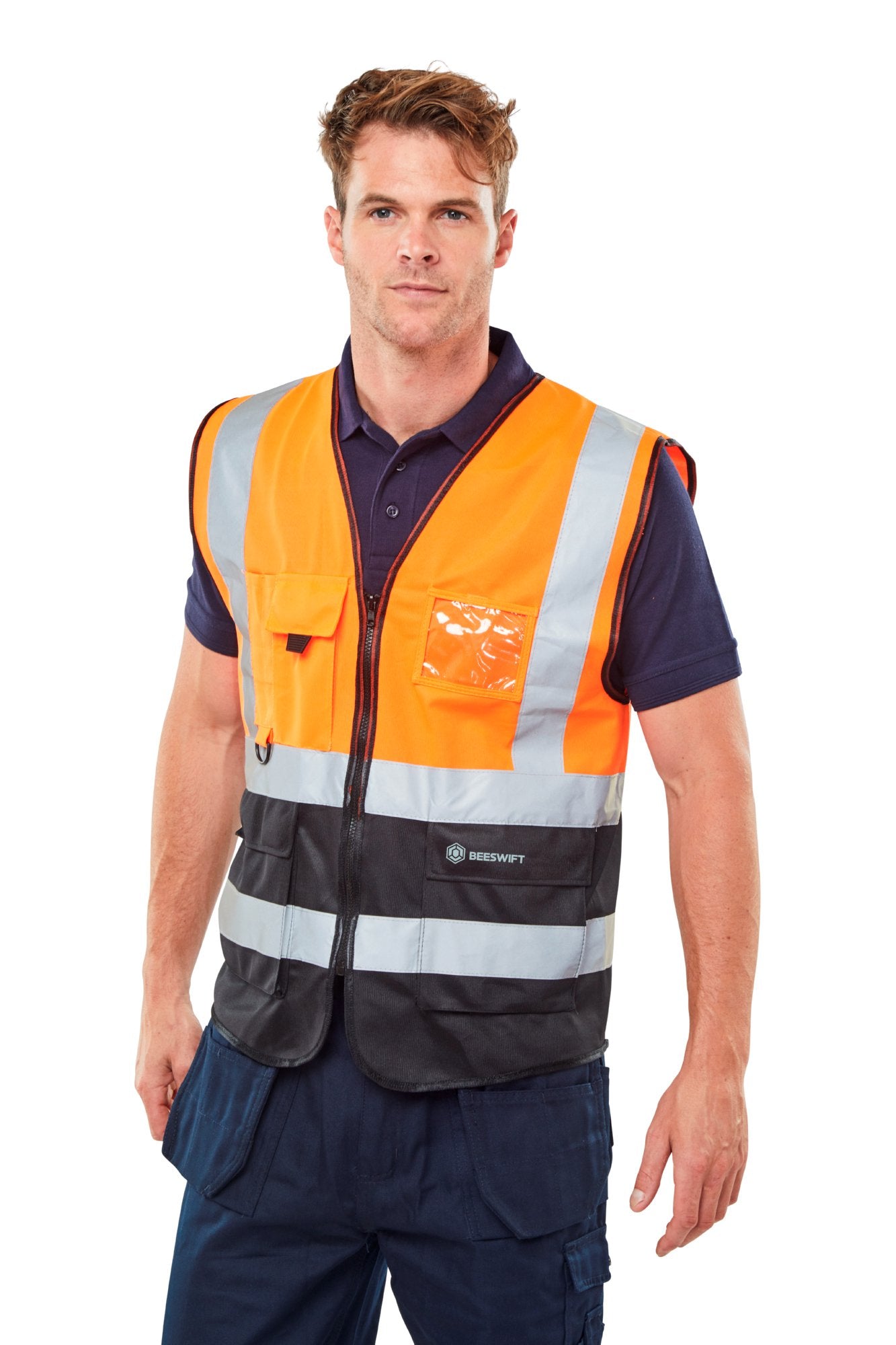 Beeswift Two Tone Executive Waistcoat Orange / Black 3XL