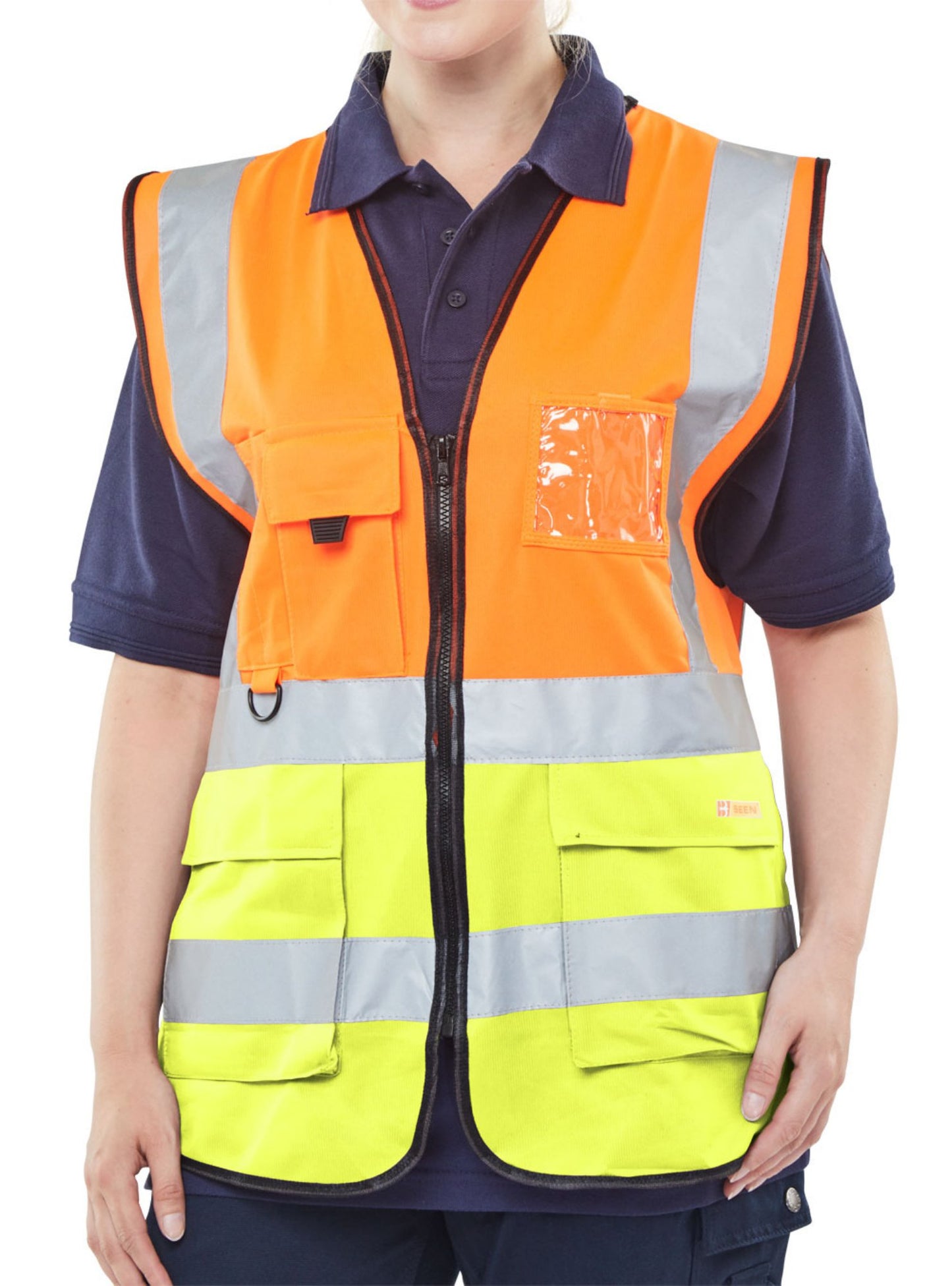 Beeswift Two Tone Executive Waistcoat Orange / Saturn Yellow L