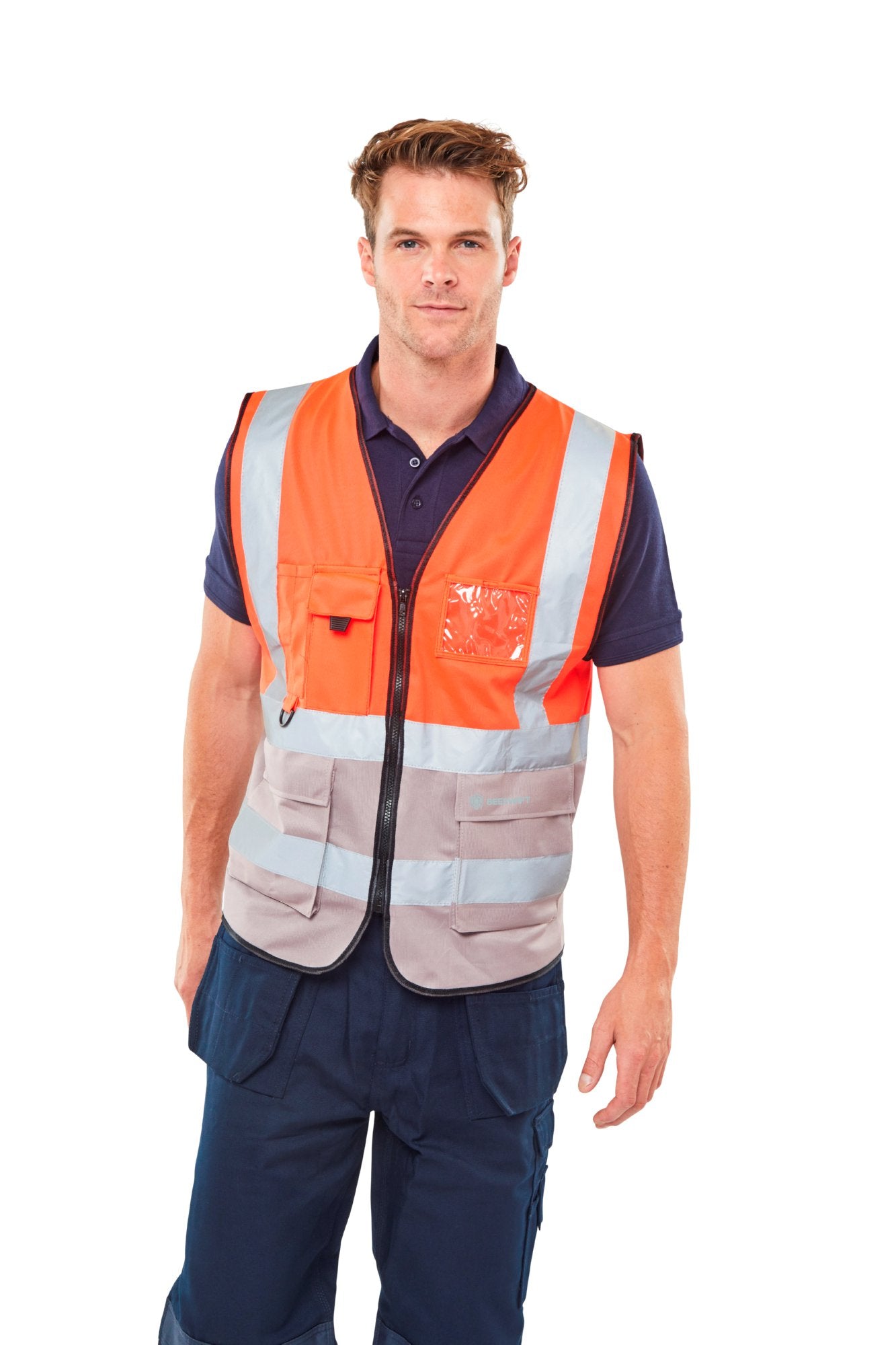 Beeswift Two Tone Executive Waistcoat Red / Grey XL