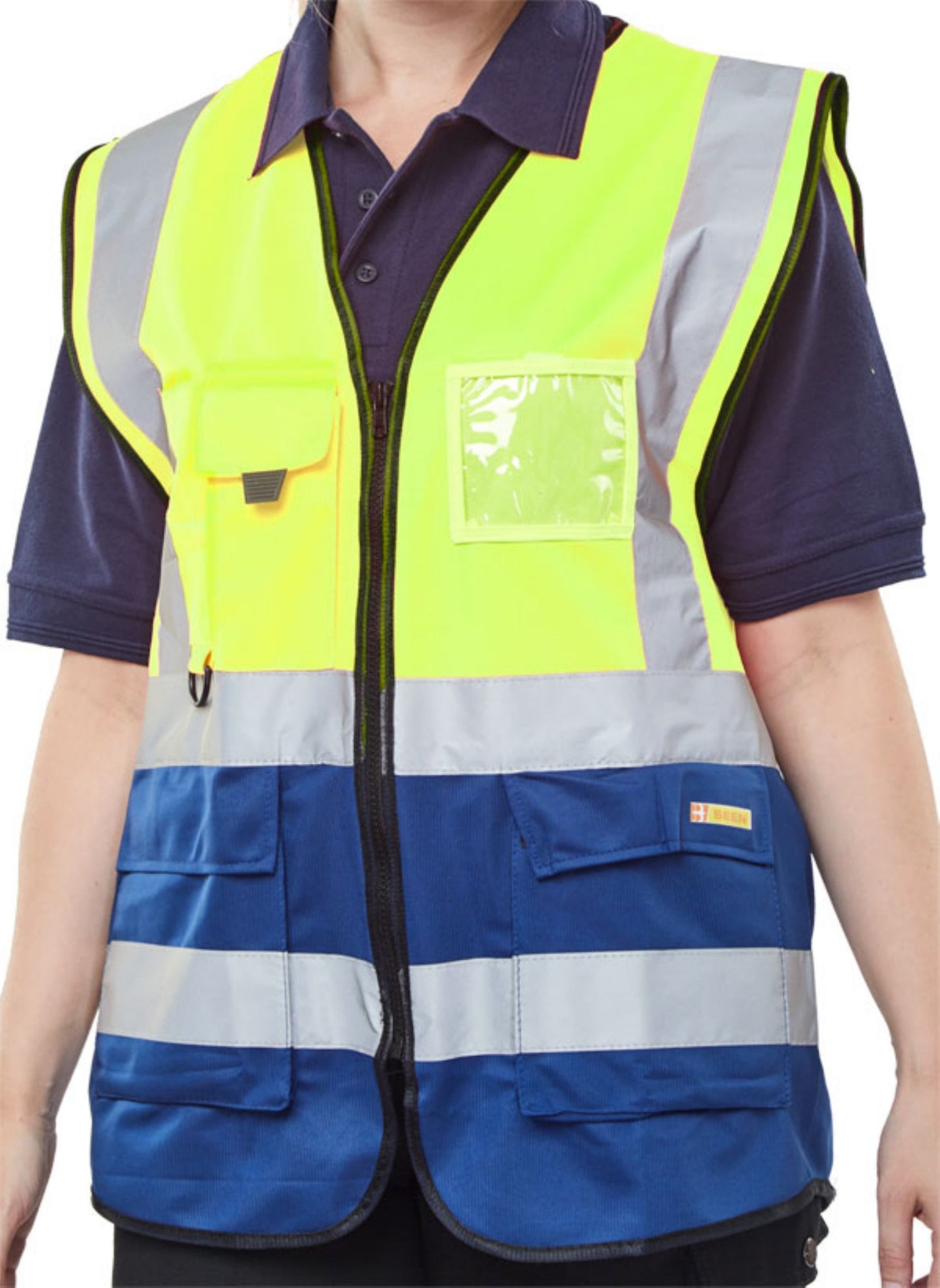 Beeswift Two Tone Executive Waistcoat Saturn Yellow / Navy L
