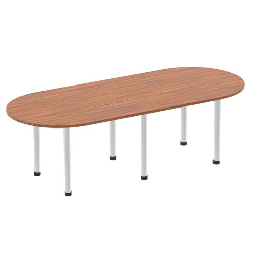 Dynamic Impulse 2400mm Boardroom Table Walnut Top Silver Post Leg I000144 DD