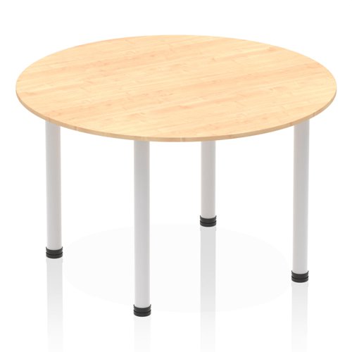 Dynamic Impulse 1200mm Round Table Maple Top Silver Post Leg I000260 DD