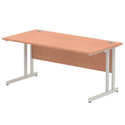 Impulse 1600 x 800mm Straight Desk Beech Top Silver Cantilever Leg I000285 DD