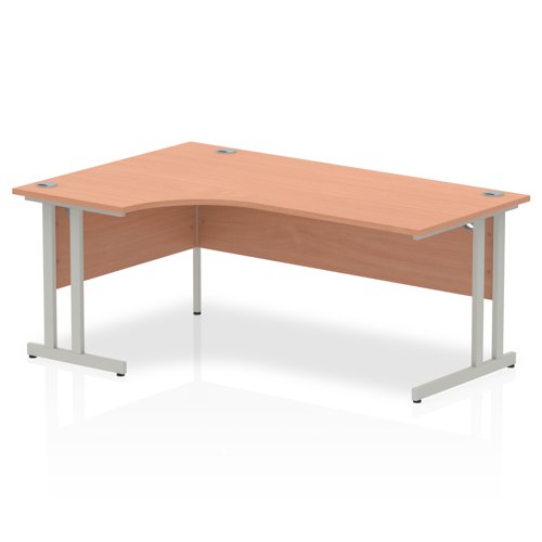 Impulse 1800mm Left Crescent Desk Beech Top Silver Cantilever Leg I000301 DD