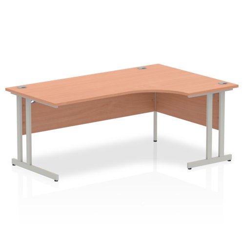 Impulse 1800mm Right Crescent Desk Beech Top Silver Cantilever Leg I000302 DD