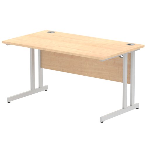 Impulse 1400 x 800mm Straight Desk Maple Top Silver Cantilever Leg I000350 DD