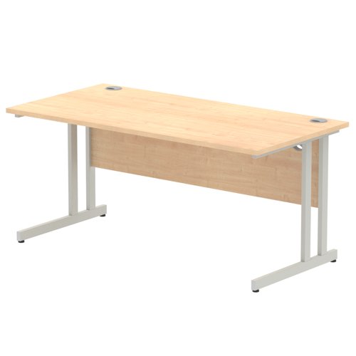 Impulse 1600 x 800mm Straight Desk Maple Top Silver Cantilever Leg I000351 DD