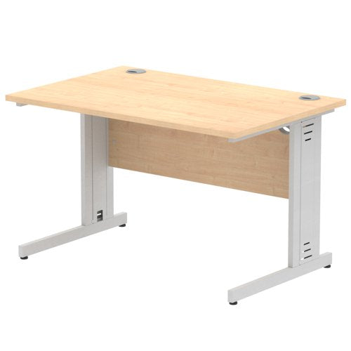 Impulse 1200 x 800mm Straight Desk Maple Top Silver Cable Managed Leg I000516 DD