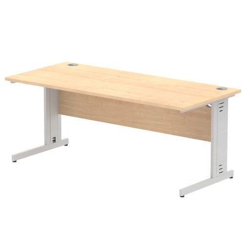 Impulse 1800 x 800mm Straight Desk Maple Top Silver Cable Managed Leg I000519 DD