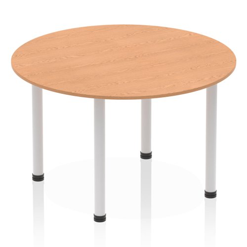 Dynamic Impulse 1200mm Round Table Oak Top Silver Post Leg I000788 DD