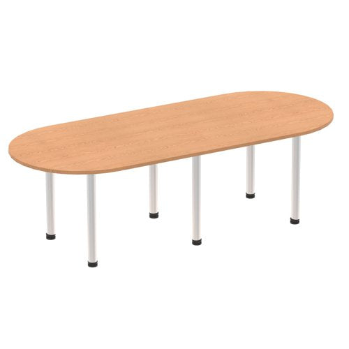 Dynamic Impulse 2400mm Boardroom Table Oak Top Silver Post Leg I000792 DD