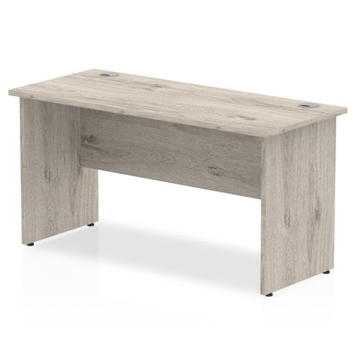 Impulse 1400 x 600mm Straight Desk Grey Oak Top Panel End Leg I003088 DD