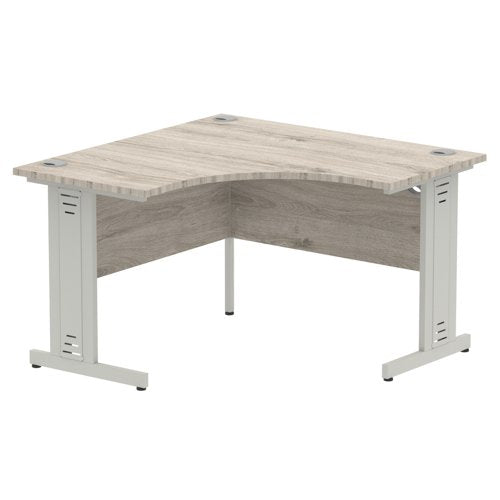 Dynamic Impulse 1200mm Corner Desk Grey Oak Top Silver Cable Managed Leg I003790 DD